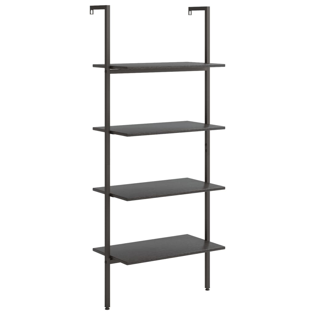 Ladderrek met 4 schappen 64x35x152,5 cm zwart