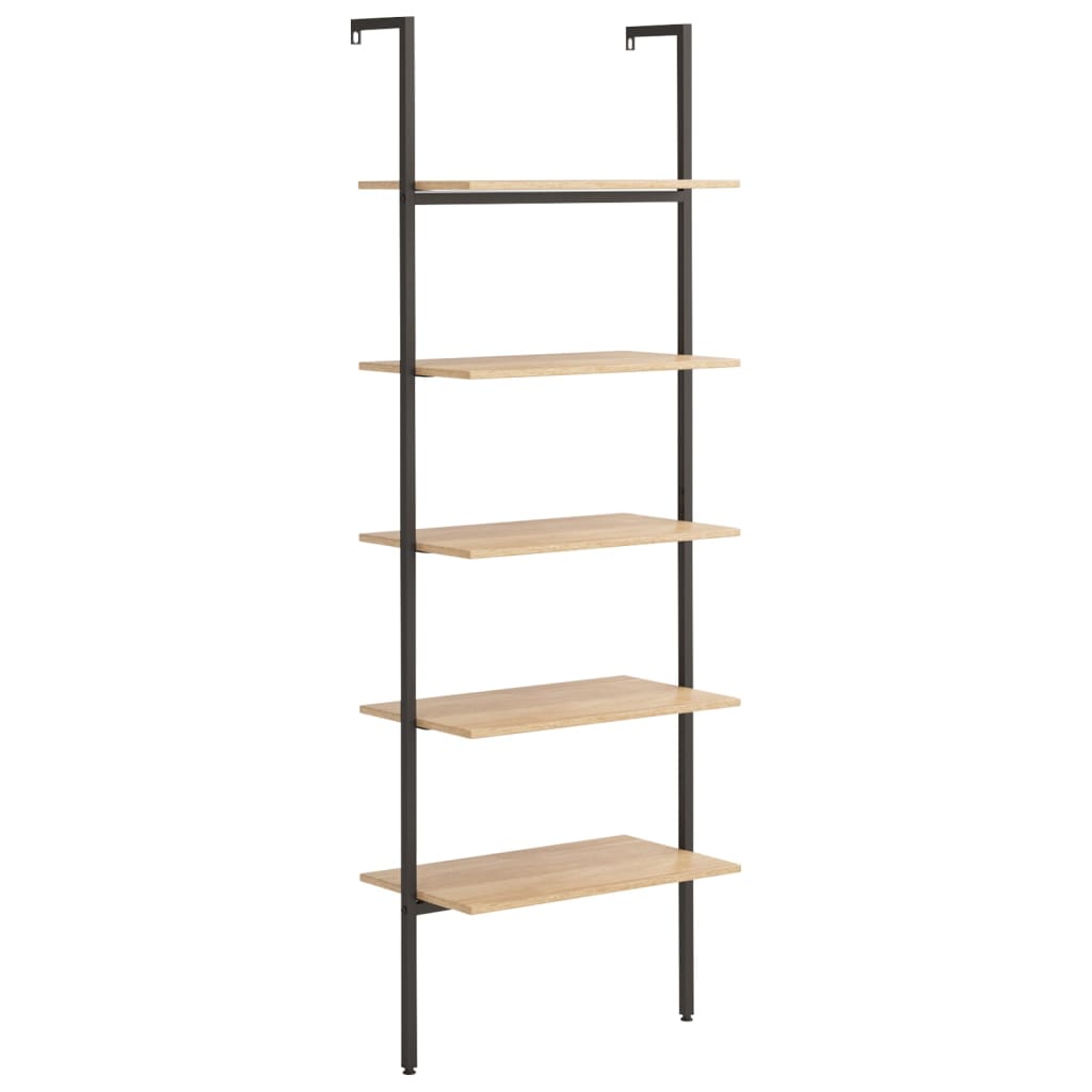 Ladderrek met 5 schappen 64x35x185 cm lichtbruin en zwart