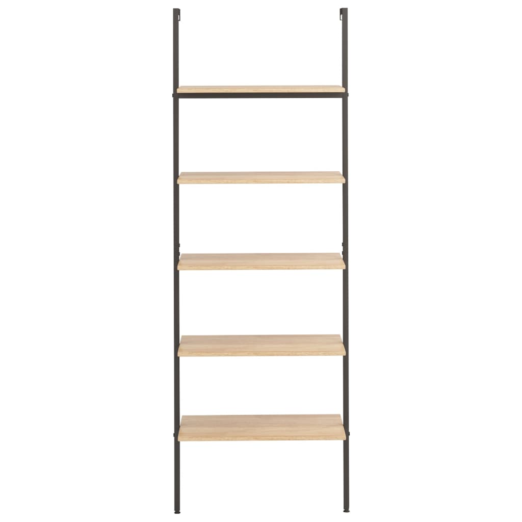 Ladderrek met 5 schappen 64x35x185 cm lichtbruin en zwart