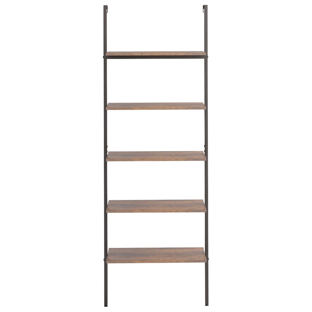 Ladderrek met 5 schappen 64x35x185 cm donkerbruin en zwart