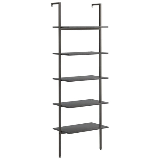 Ladderrek met 5 schappen 64x35x185 cm zwart