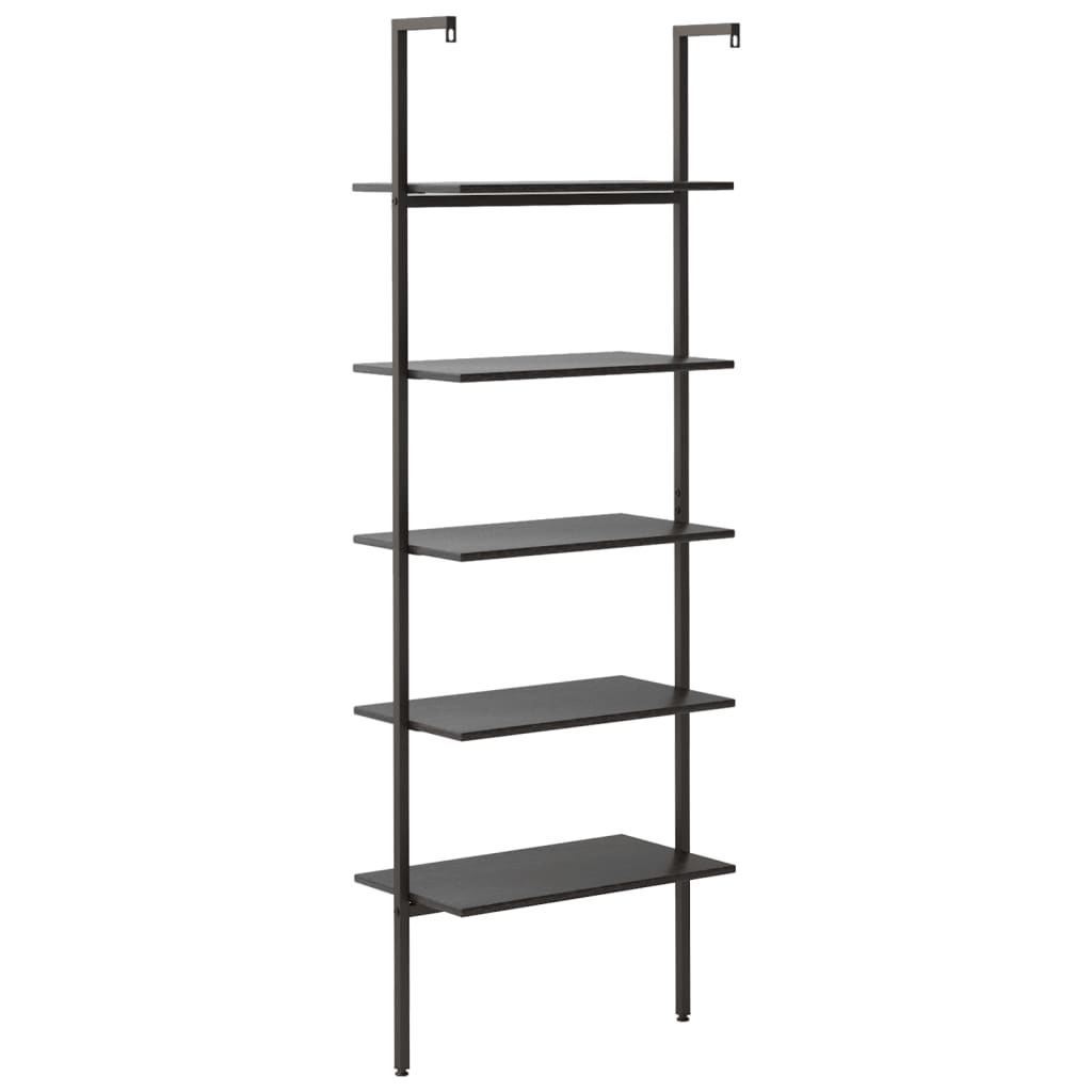 Ladderrek met 5 schappen 64x35x185 cm zwart