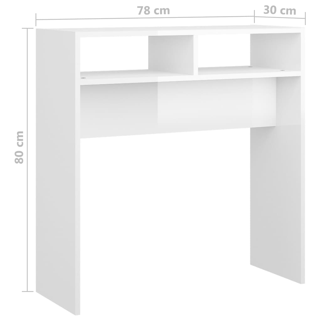 Wandtafel 78x30x80 cm bewerkt hout hoogglans wit