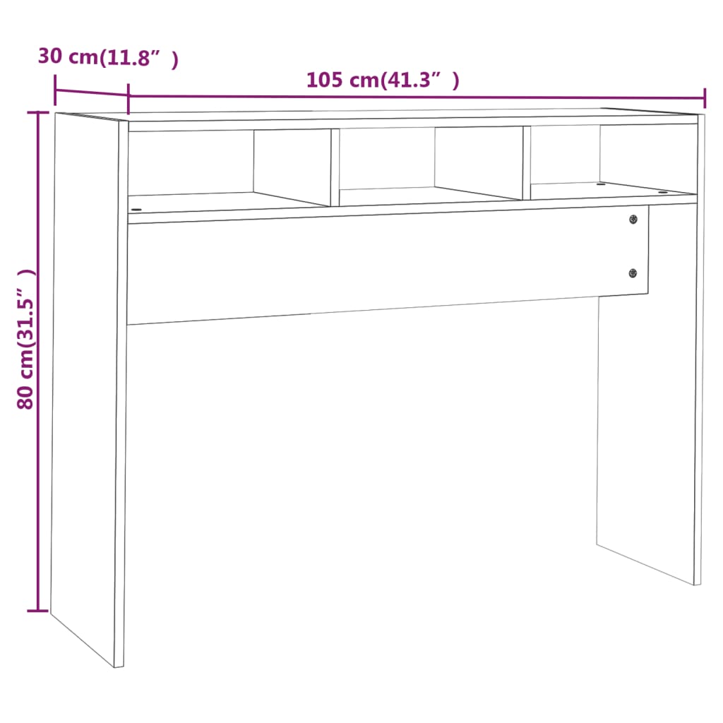 Wandtafel 105x30x80 cm bewerkt hout zwart