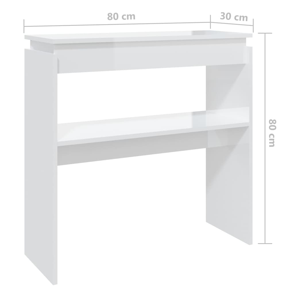 Wandtafel 80x30x80 cm bewerkt hout hoogglans wit