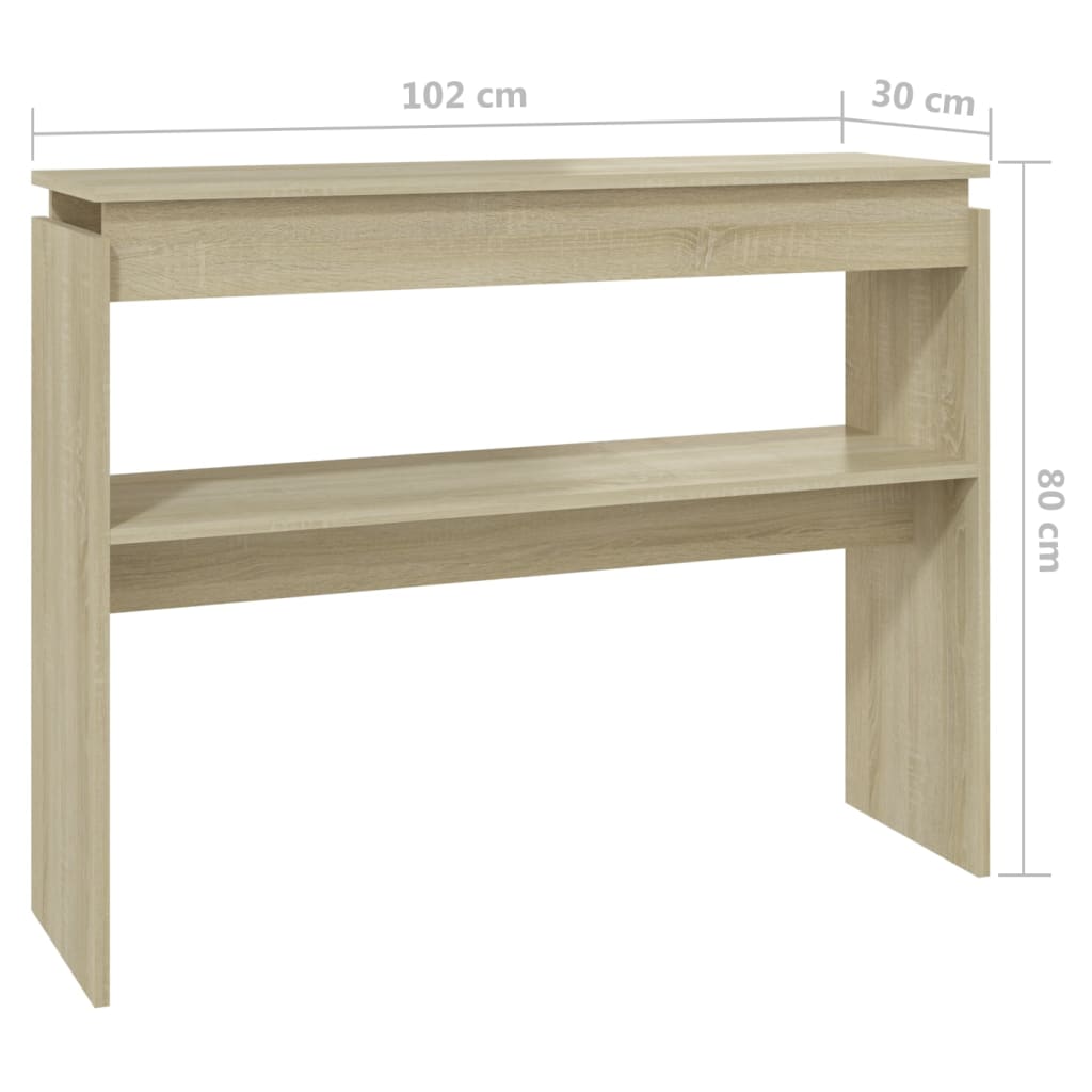 Wandtafel 102x30x80 cm bewerkt hout sonoma eikenkleurig