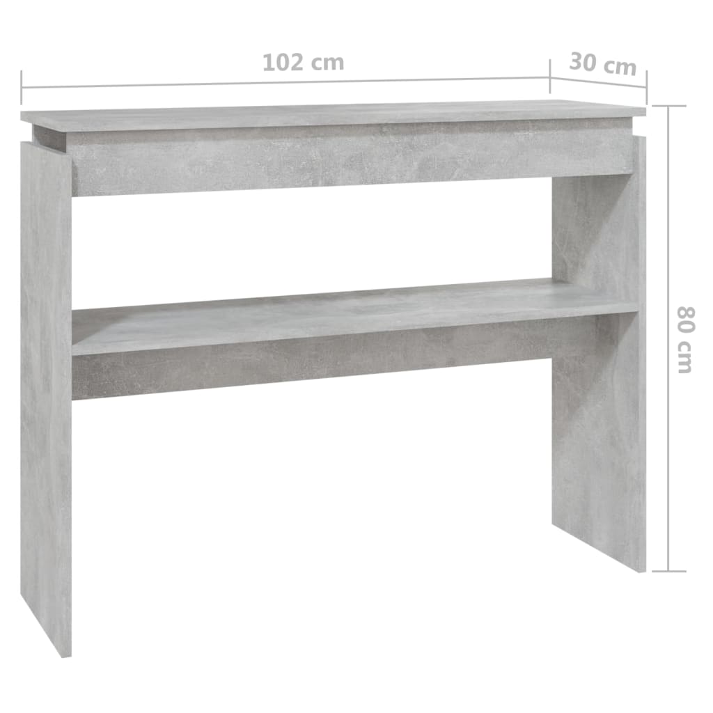 Wandtafel 102x30x80 cm bewerkt hout betongrijs