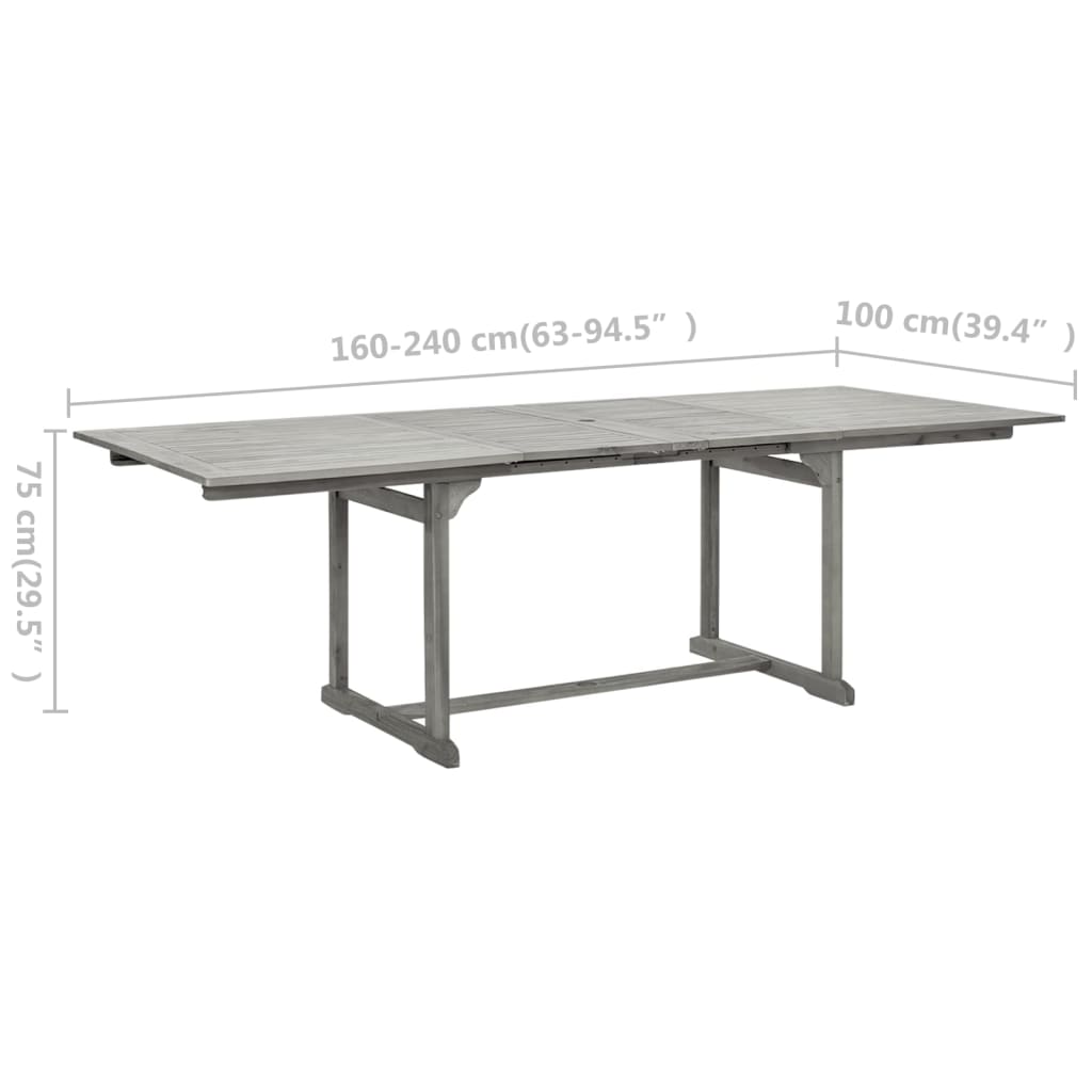 Tuintafel (160-240)x100x75 cm massief acaciahout