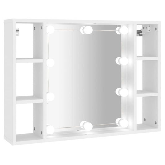 Spiegelkast met LED-verlichting 76x15x55 cm wit