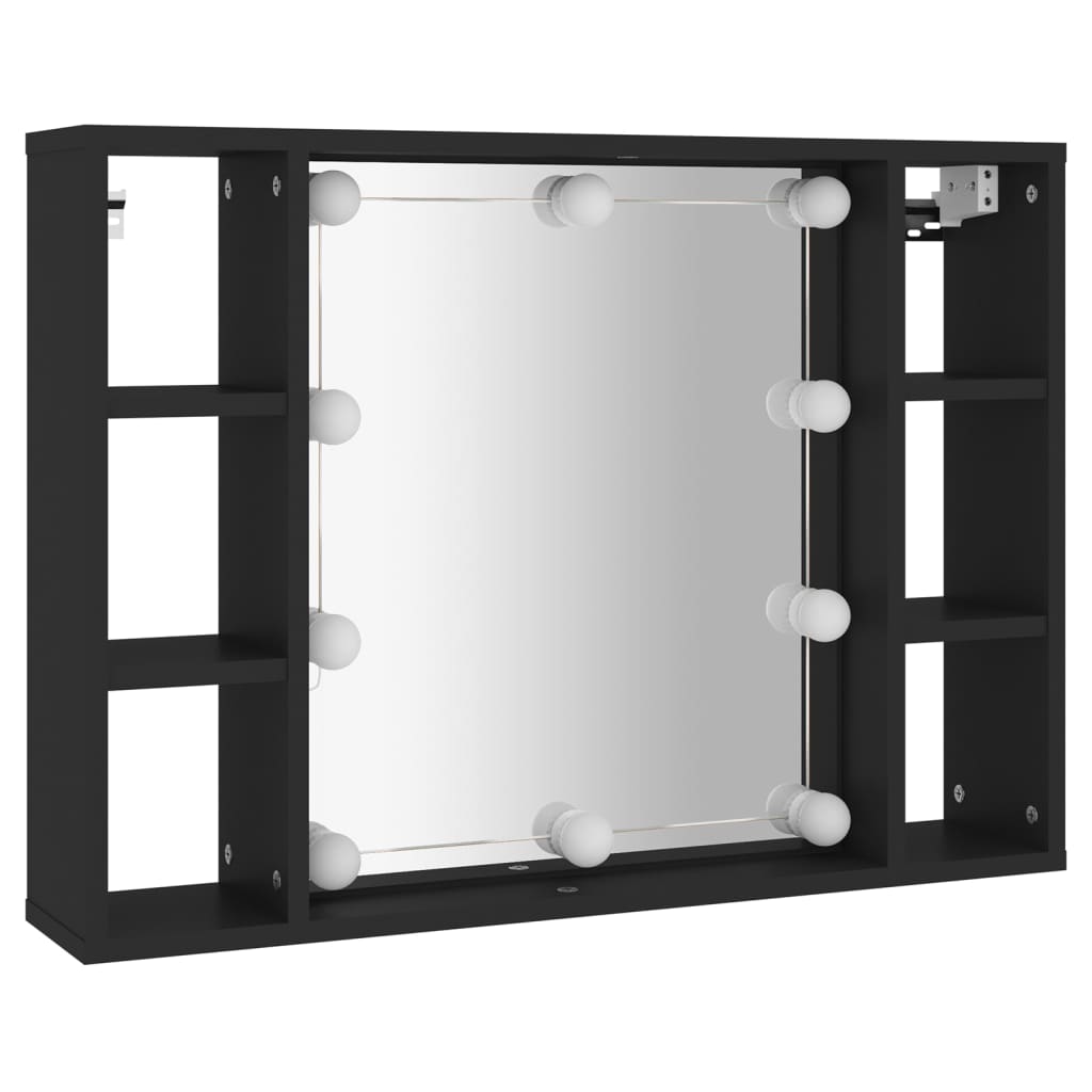 Spiegelkast met LED-verlichting 76x15x55 cm zwart