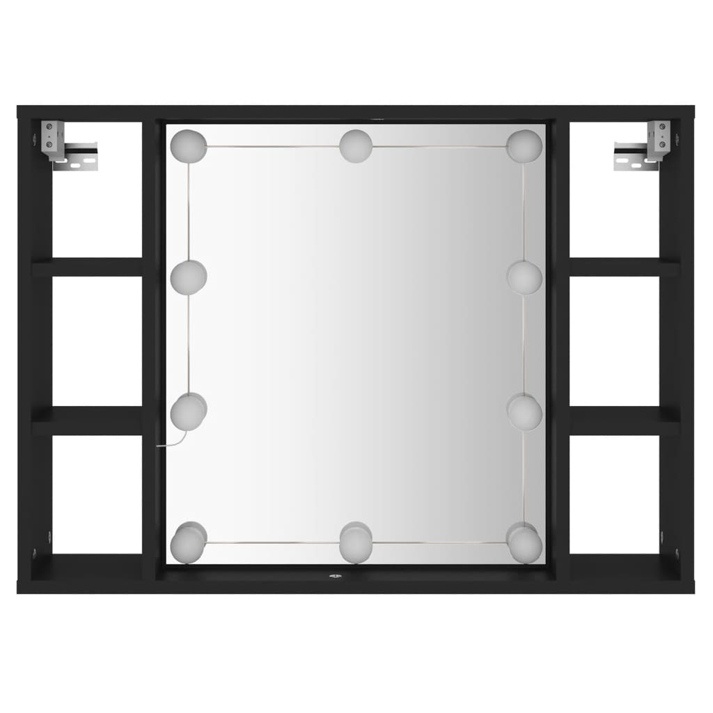 Spiegelkast met LED-verlichting 76x15x55 cm zwart