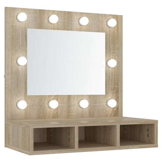 Spiegelkast met LED-verlichting 60x31,5x62 cm sonoma eikenkleur