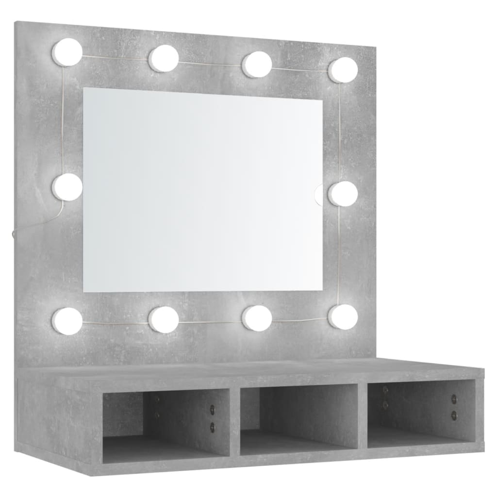 Spiegelkast met LED-verlichting 60x31,5x62 cm betongrijs