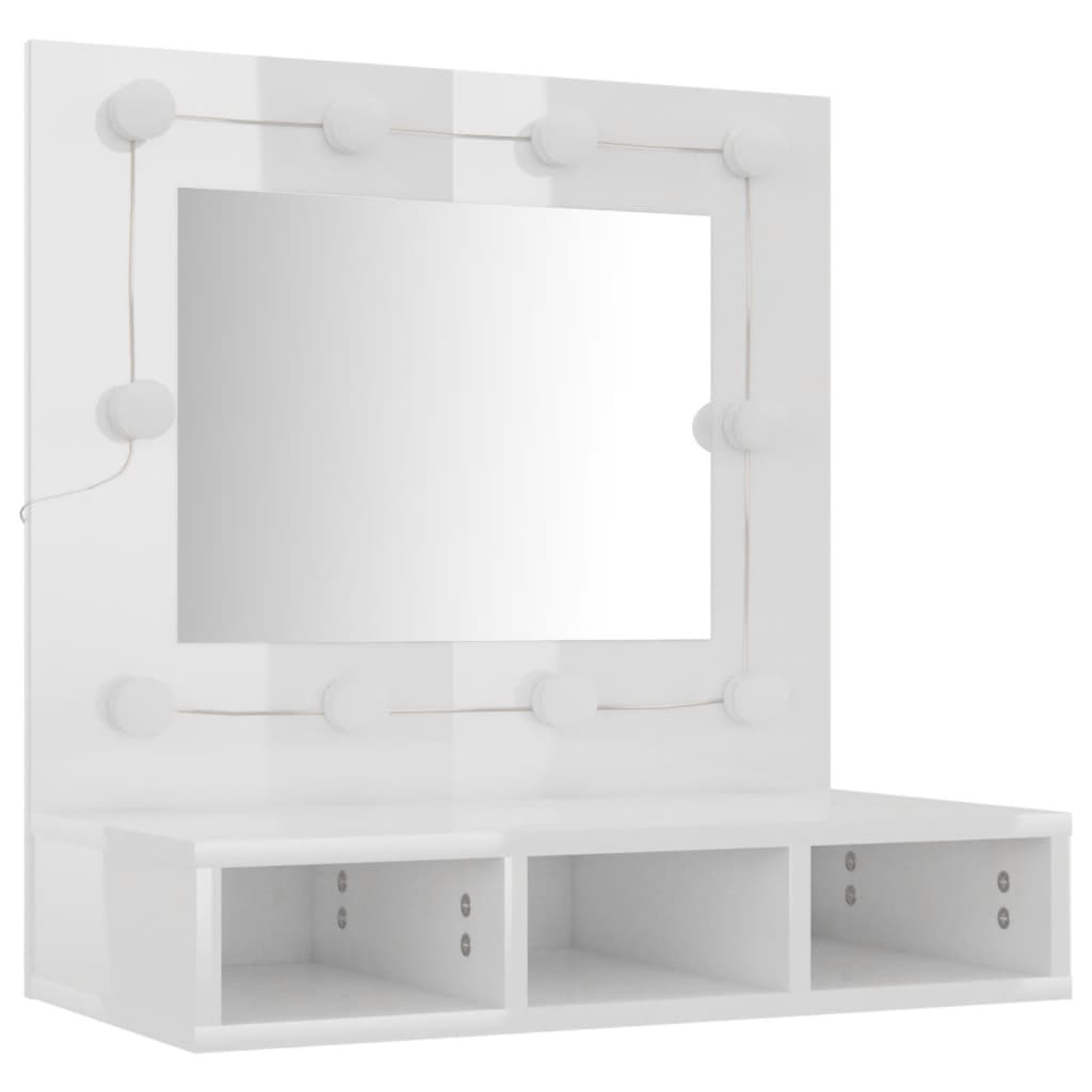 Spiegelkast met LED-verlichting 60x31,5x62 cm hoogglans wit