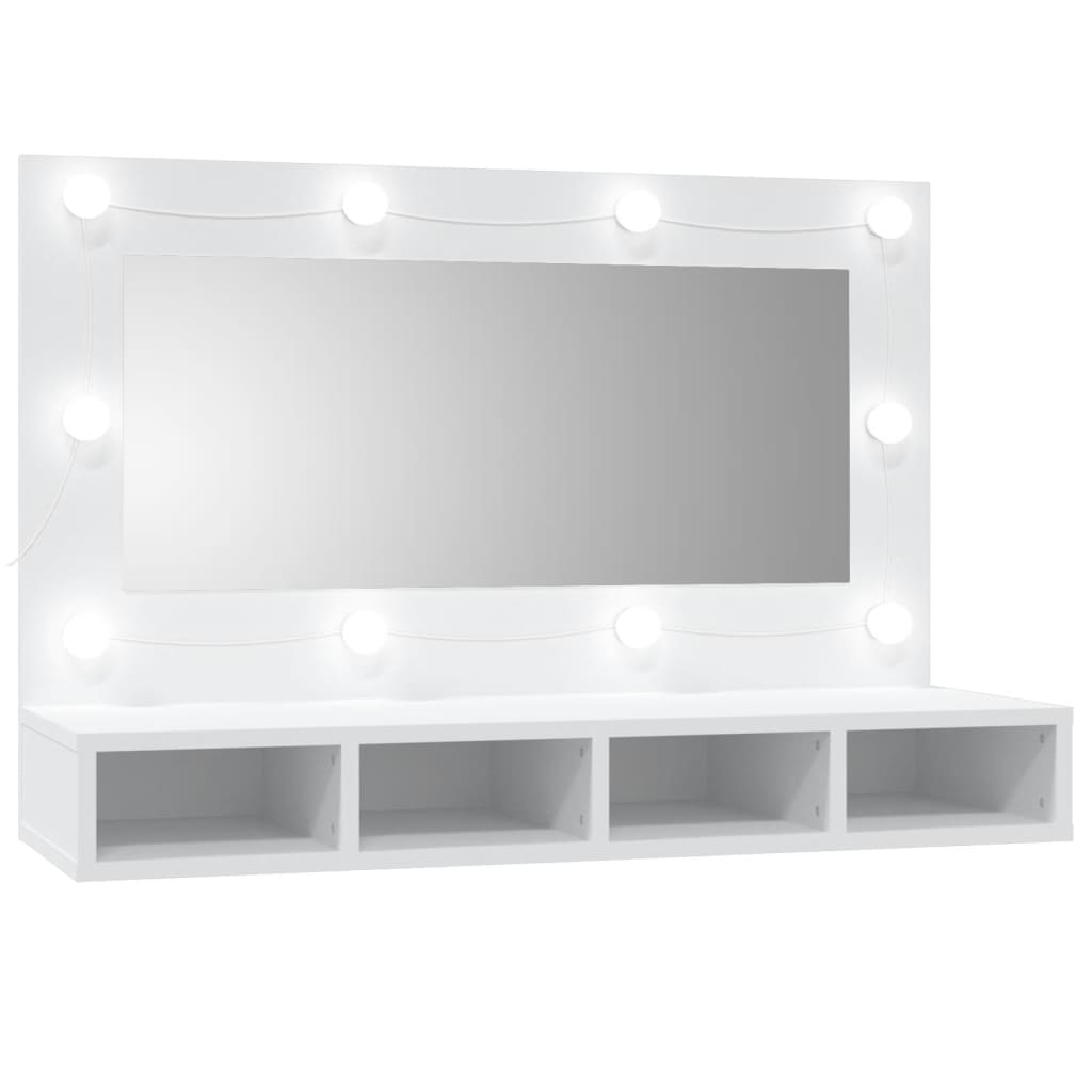 Spiegelkast met LED-verlichting 90x31,5x62 cm wit