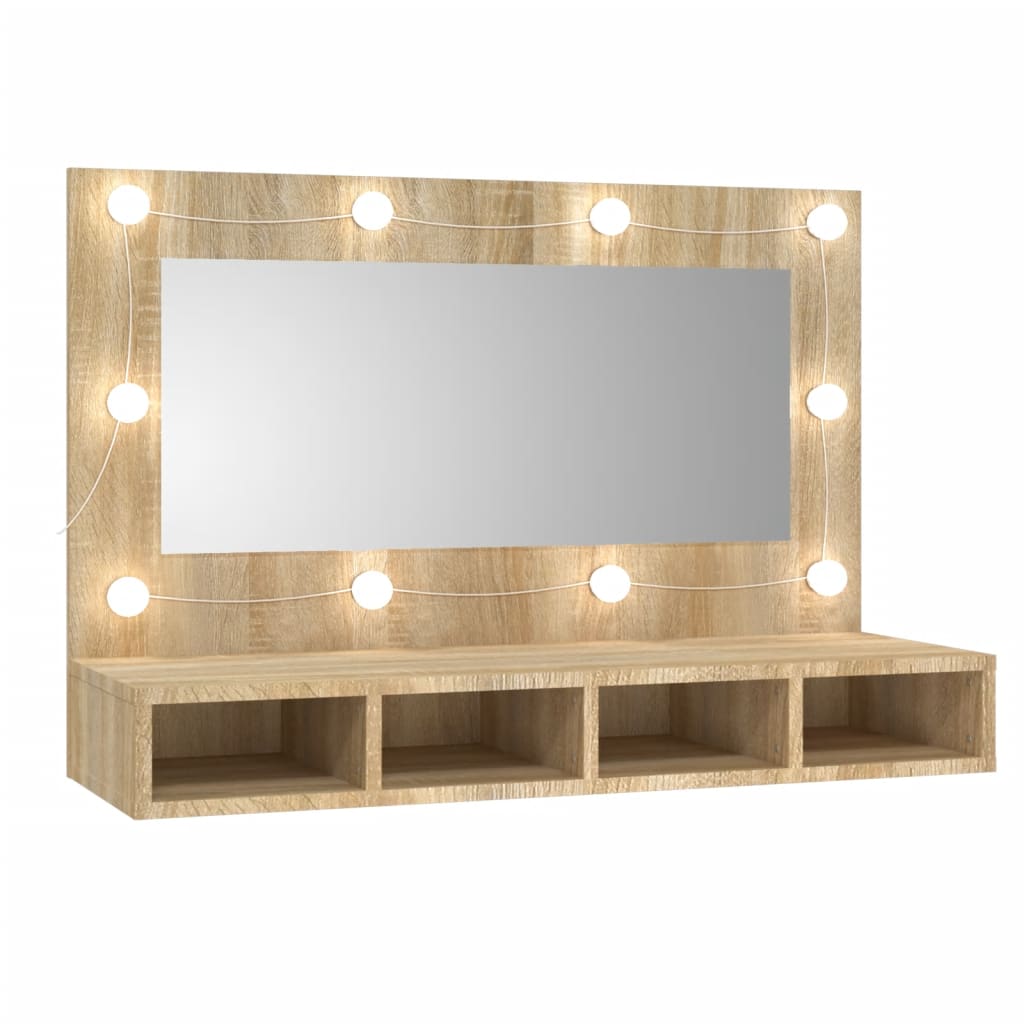 Spiegelkast met LED-verlichting 90x31,5x62 cm sonoma eikenkleur