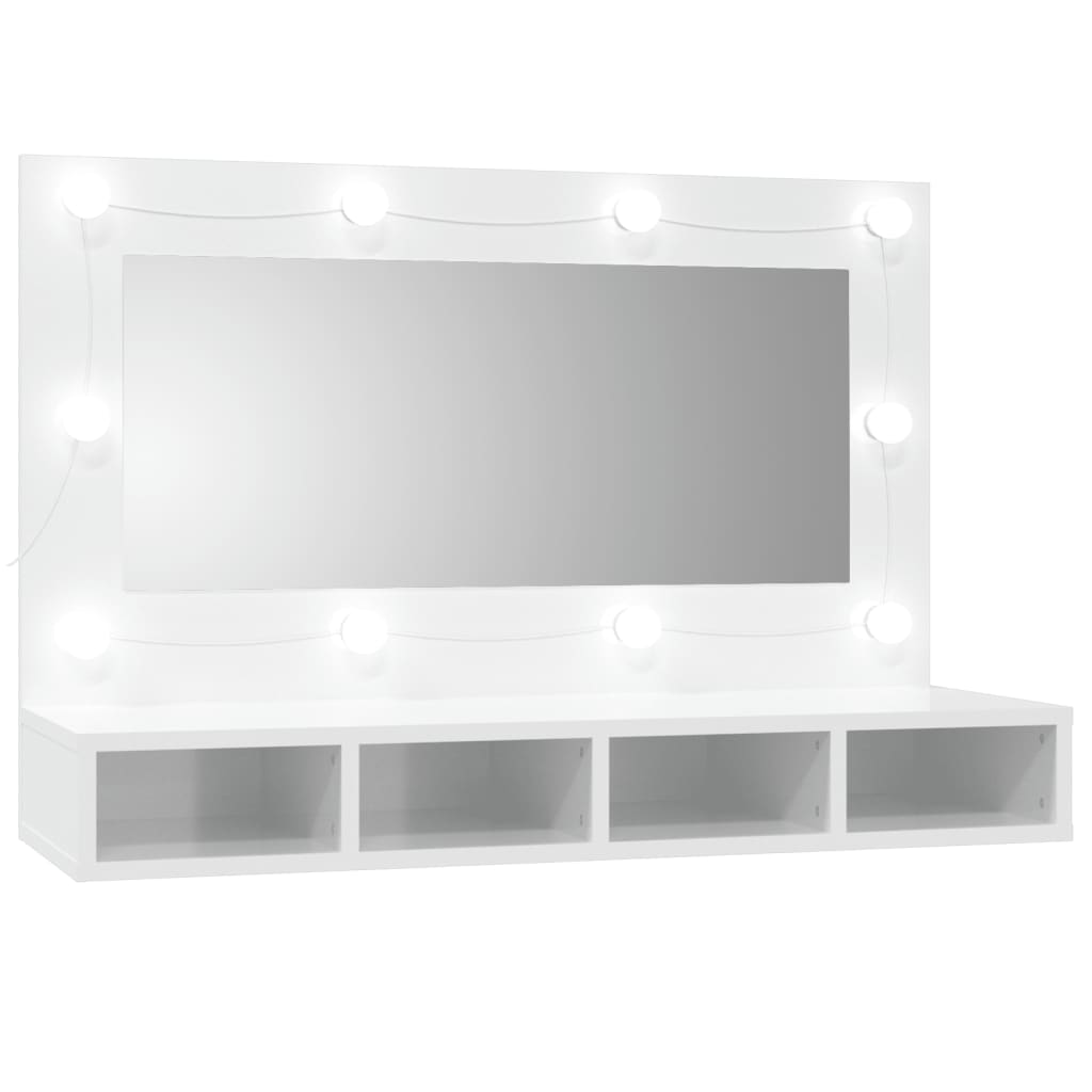 Spiegelkast met LED-verlichting 90x31,5x62 cm hoogglans wit