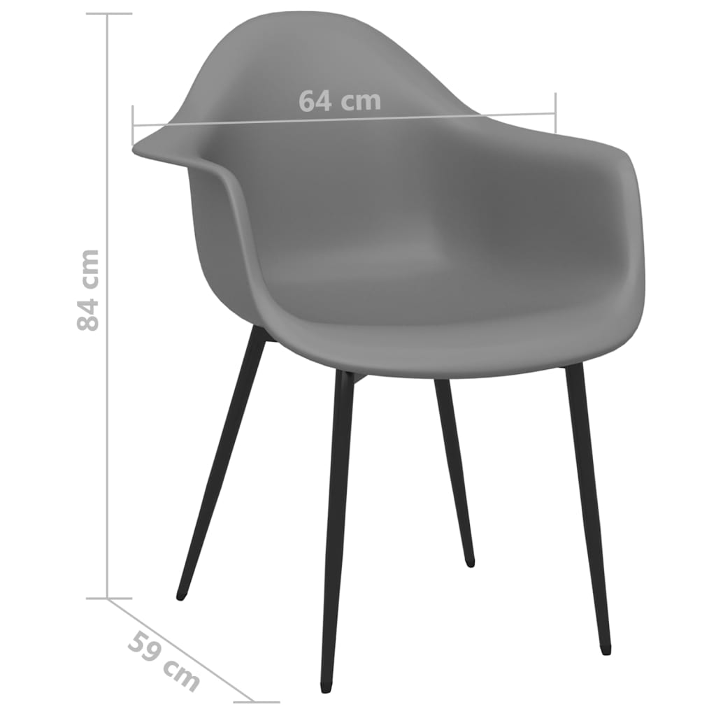 Eetkamerstoelen 2 st PP grijs