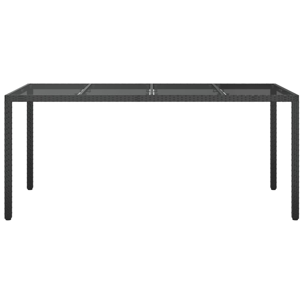 Tuintafel 190x90x75 cm gehard glas en poly rattan black