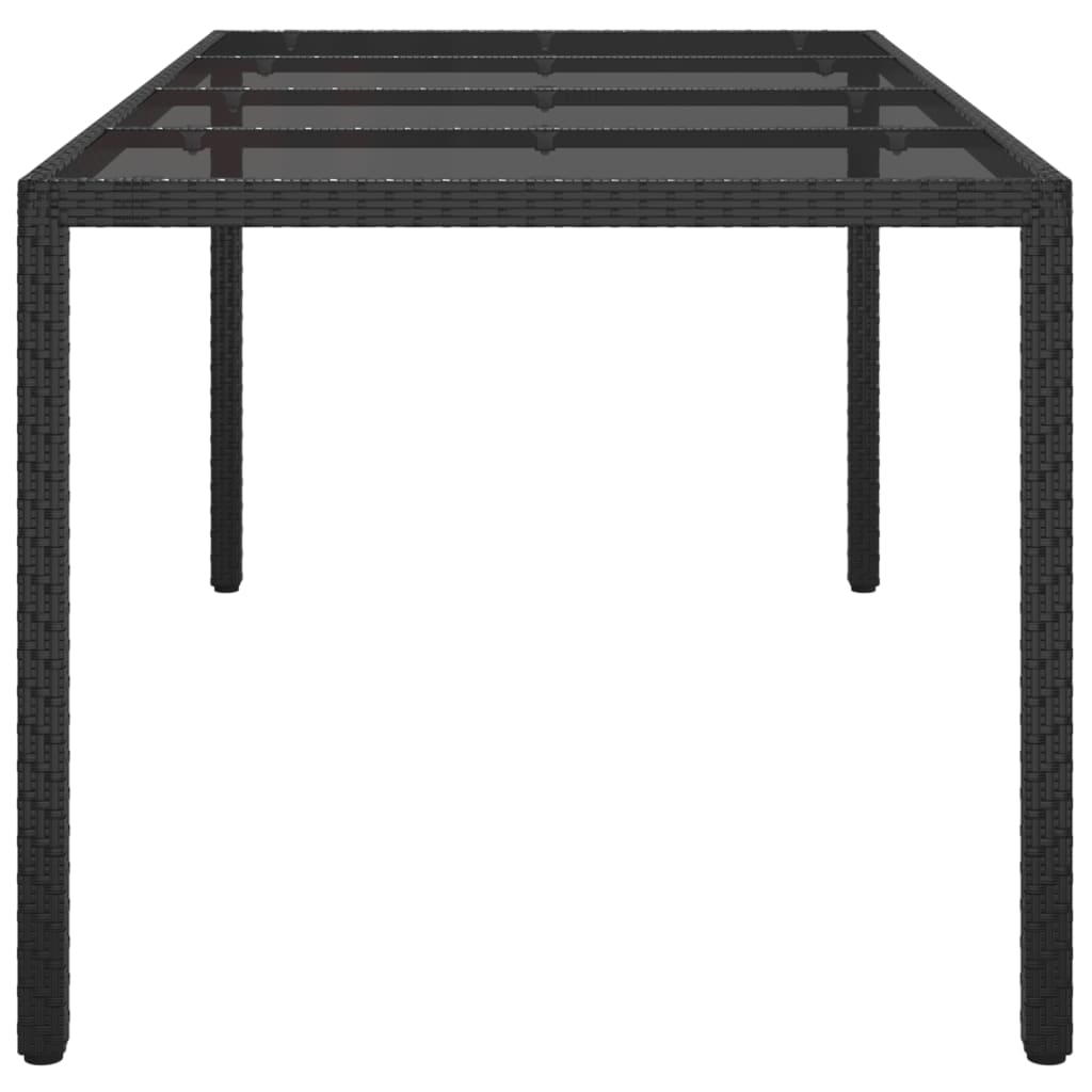 Tuintafel 190x90x75 cm gehard glas en poly rattan black