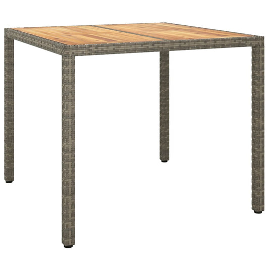 Tuintafel 90x90x75 cm poly rattan en acaciahout grijs