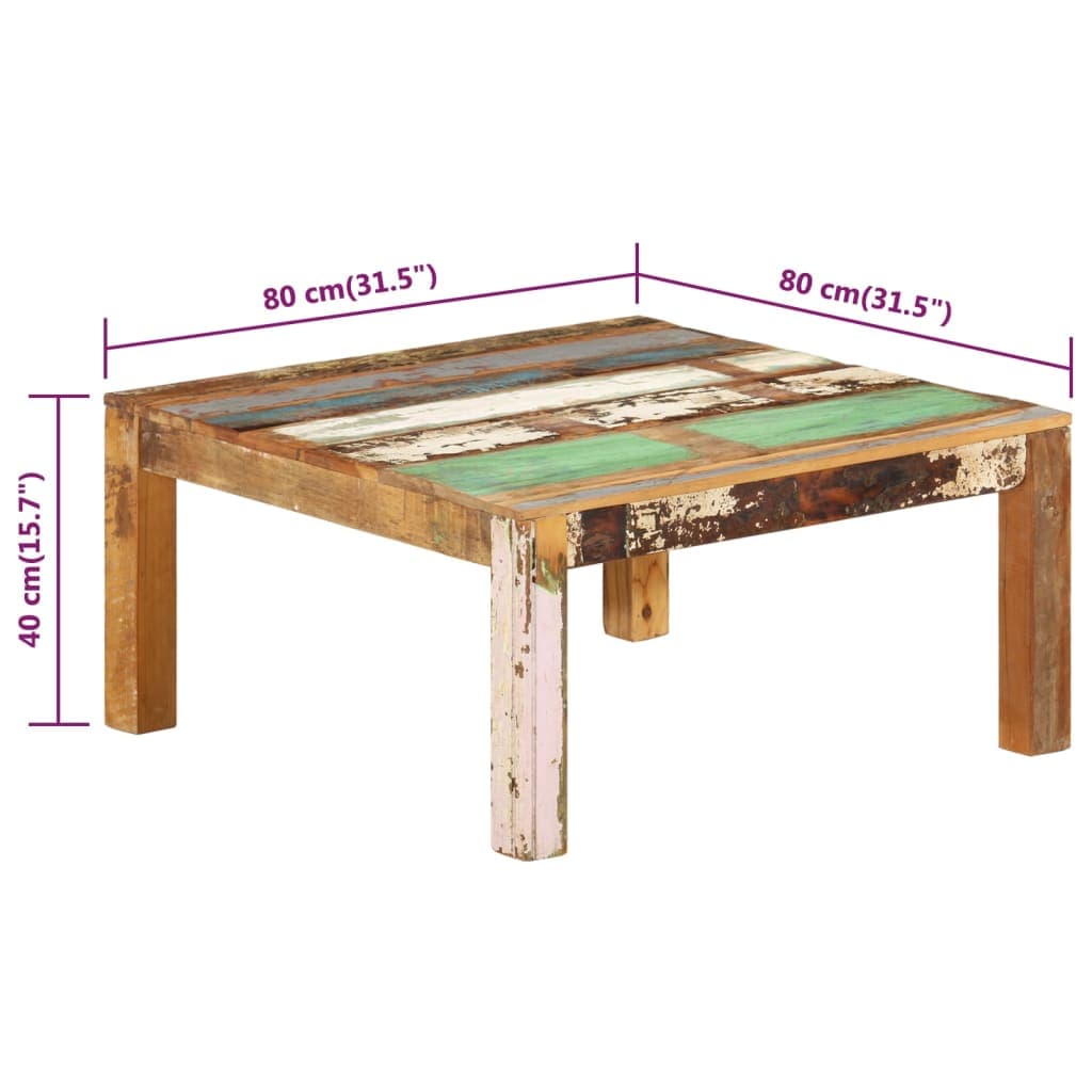 Salontafel 80x80x40 cm massief gerecycled hout