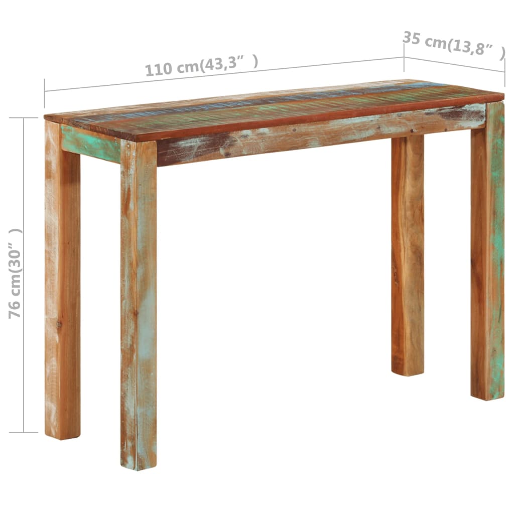 Wandtafel 110x35x76 cm massief gerecycled hout