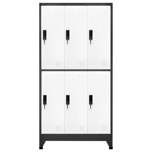 Lockerkast 90x45x180 cm staal antracietkleurig en wit