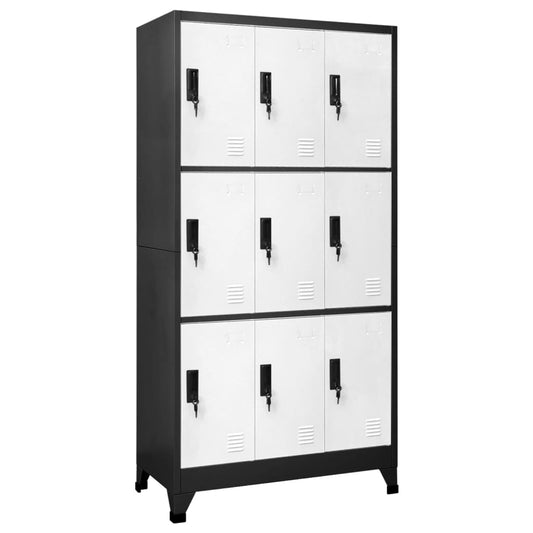 Lockerkast 90x45x180 cm staal antracietkleurig en wit