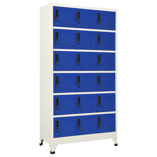 Lockerkast 90x40x180 cm staal grijs en blauw