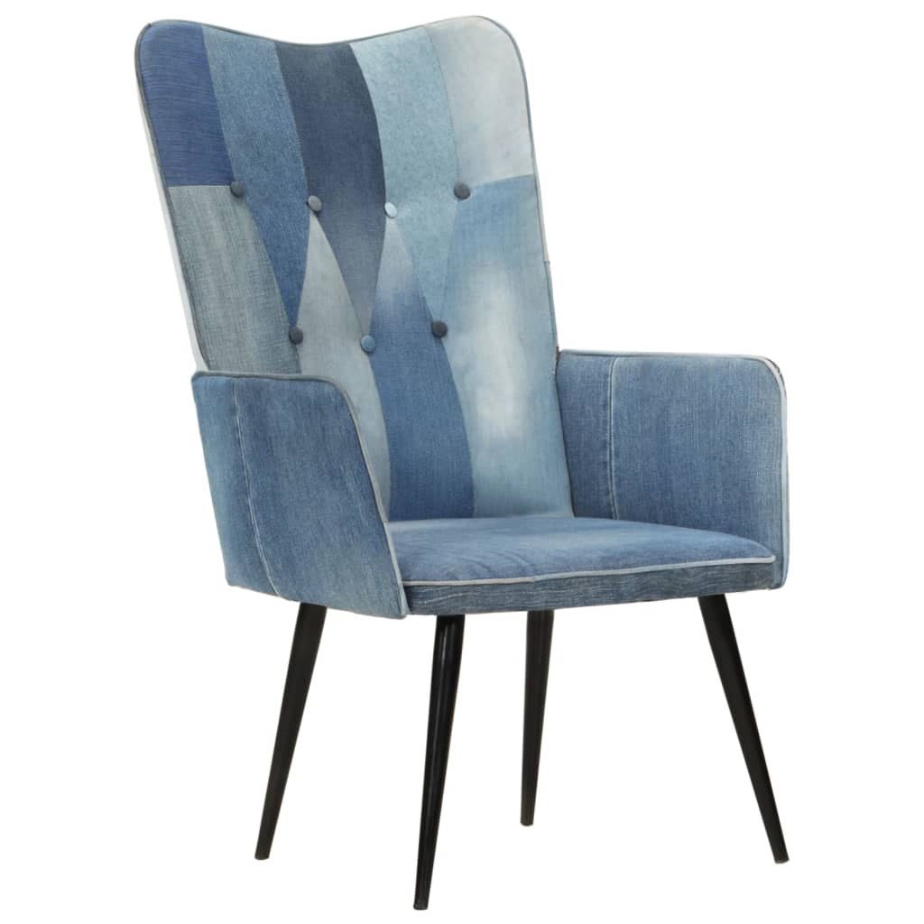 Fauteuil canvas denim patchwork