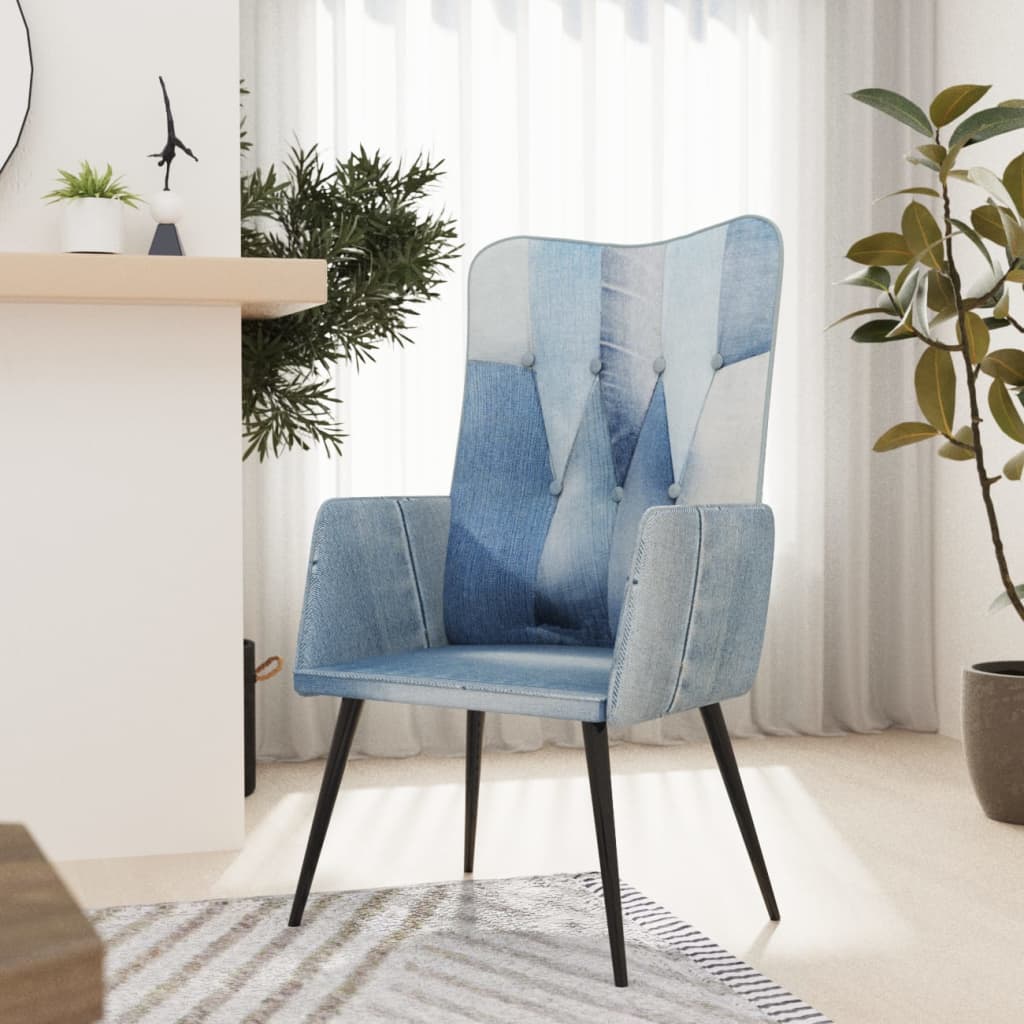 Fauteuil canvas denim patchwork