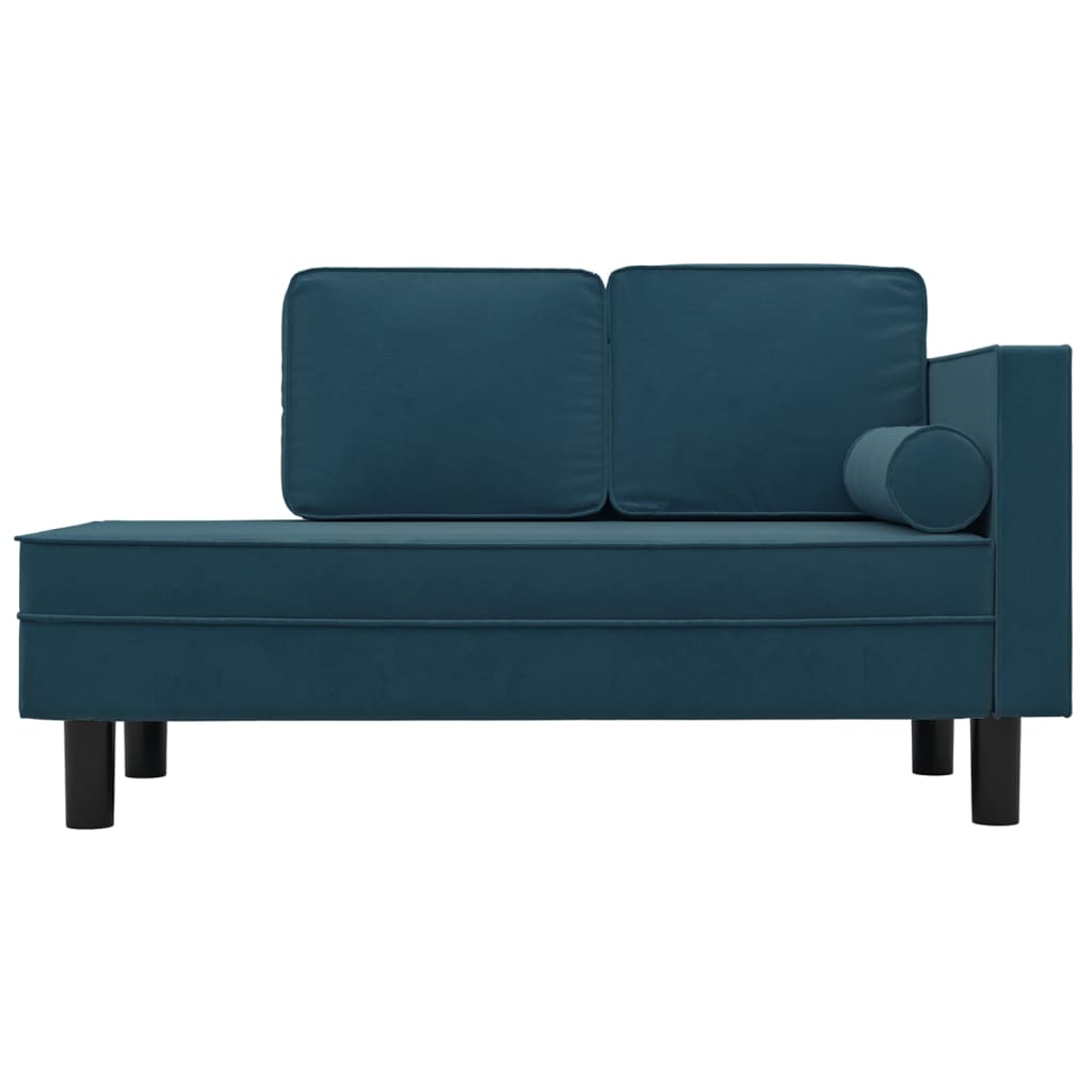 Chaise longue met kussens en bolster fluweel blauw