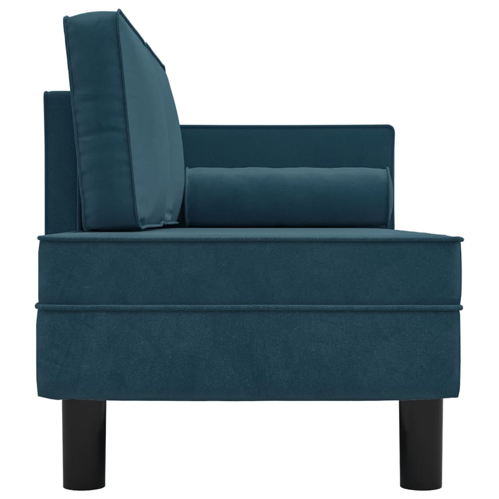 Chaise longue met kussens en bolster fluweel blauw