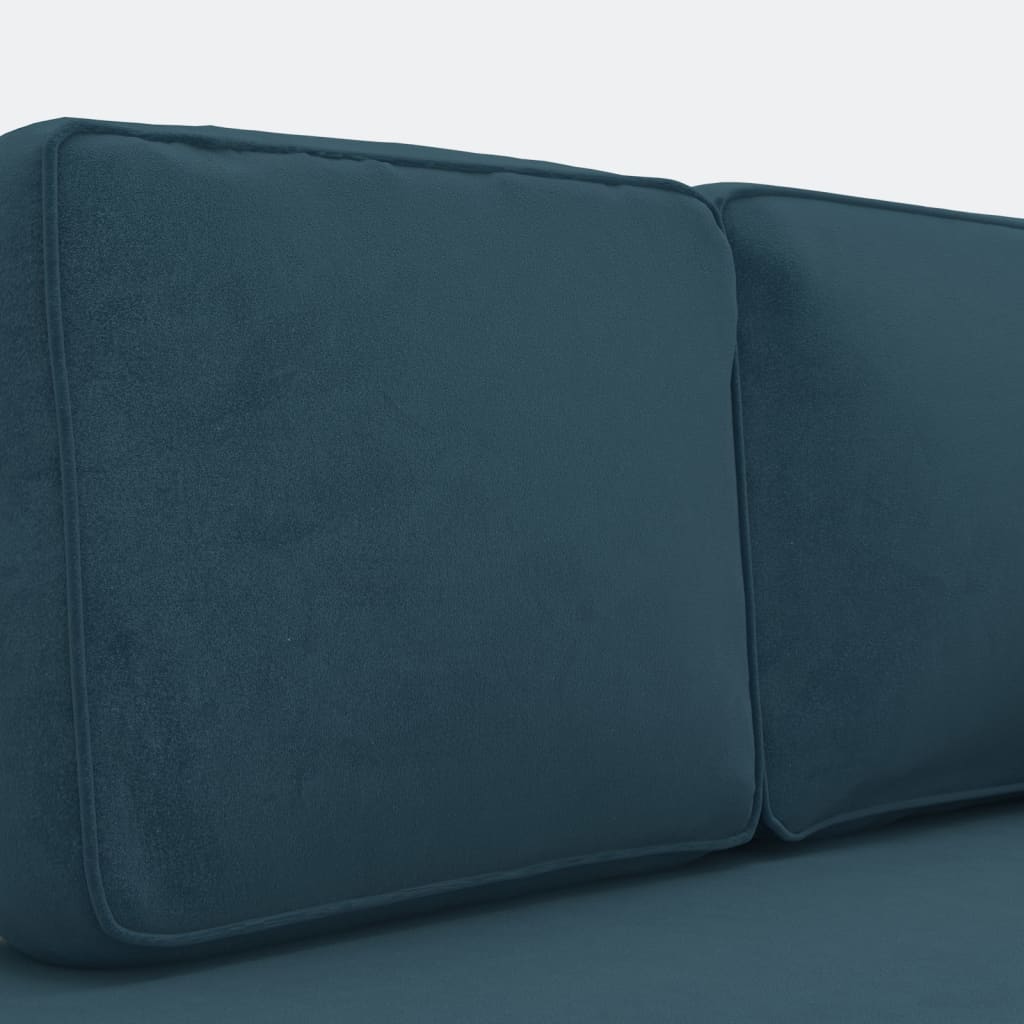 Chaise longue met kussens en bolster fluweel blauw