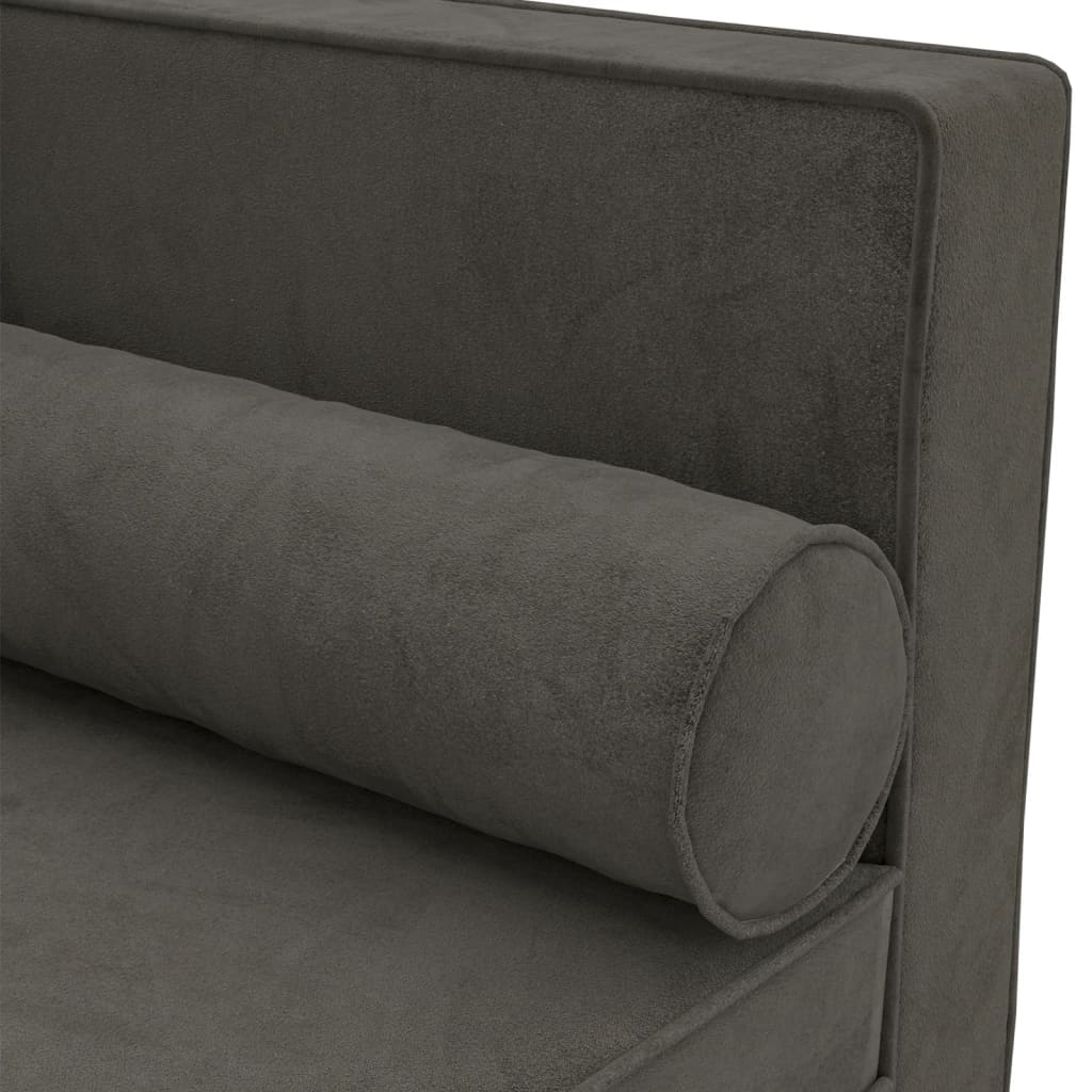 Chaise longue met kussens en bolster fluweel donkergrijs