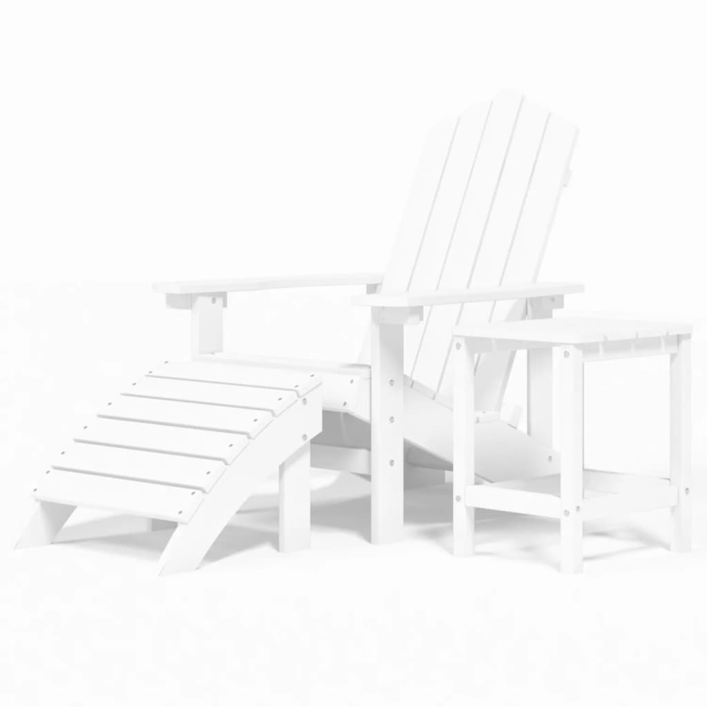 Tuinstoel Adirondack met voetenbank en tafel HDPE wit