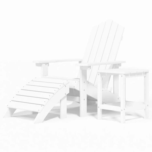 Tuinstoel Adirondack met voetenbank en tafel HDPE wit