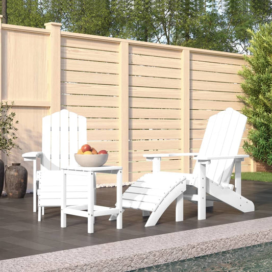 Tuinstoelen Adirondack met voetenbank en tafel HDPE wit