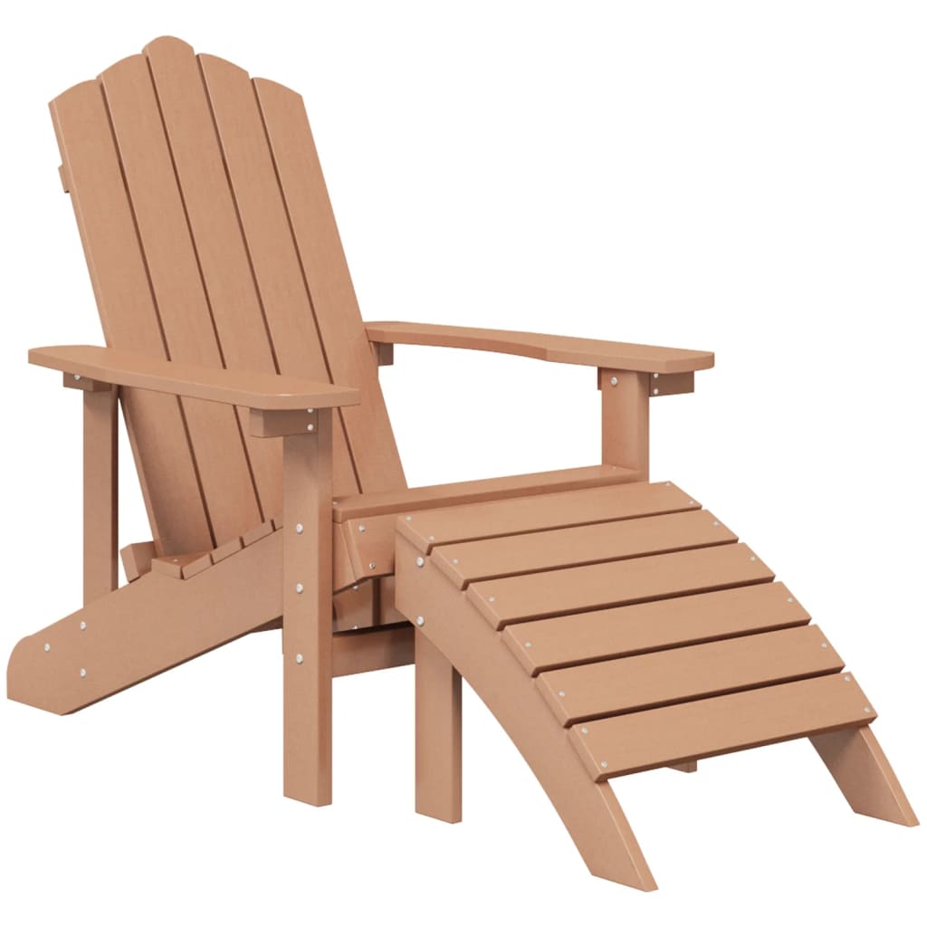 Tuinstoelen Adirondack met voetenbank en tafel HDPE bruin