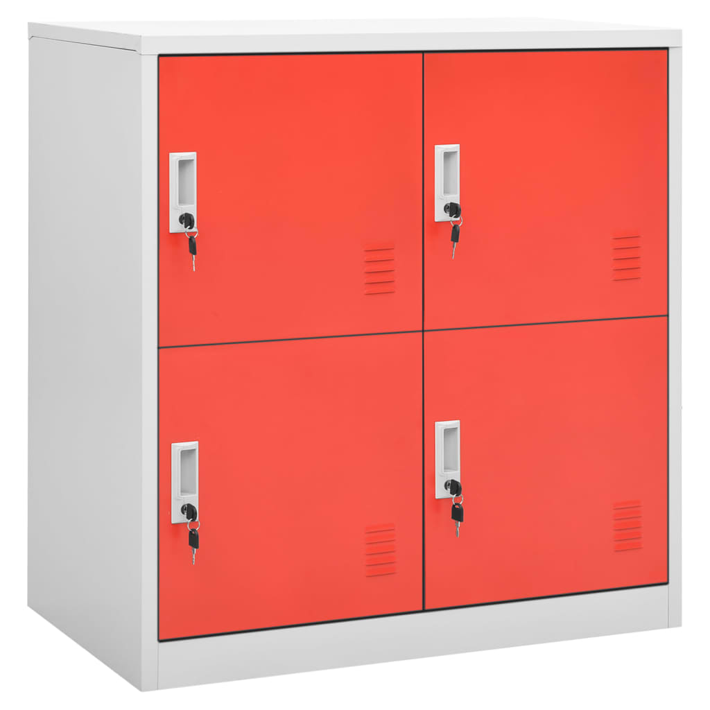 Lockerkasten 5 st 90x45x92,5 cm staal lichtgrijs en rood