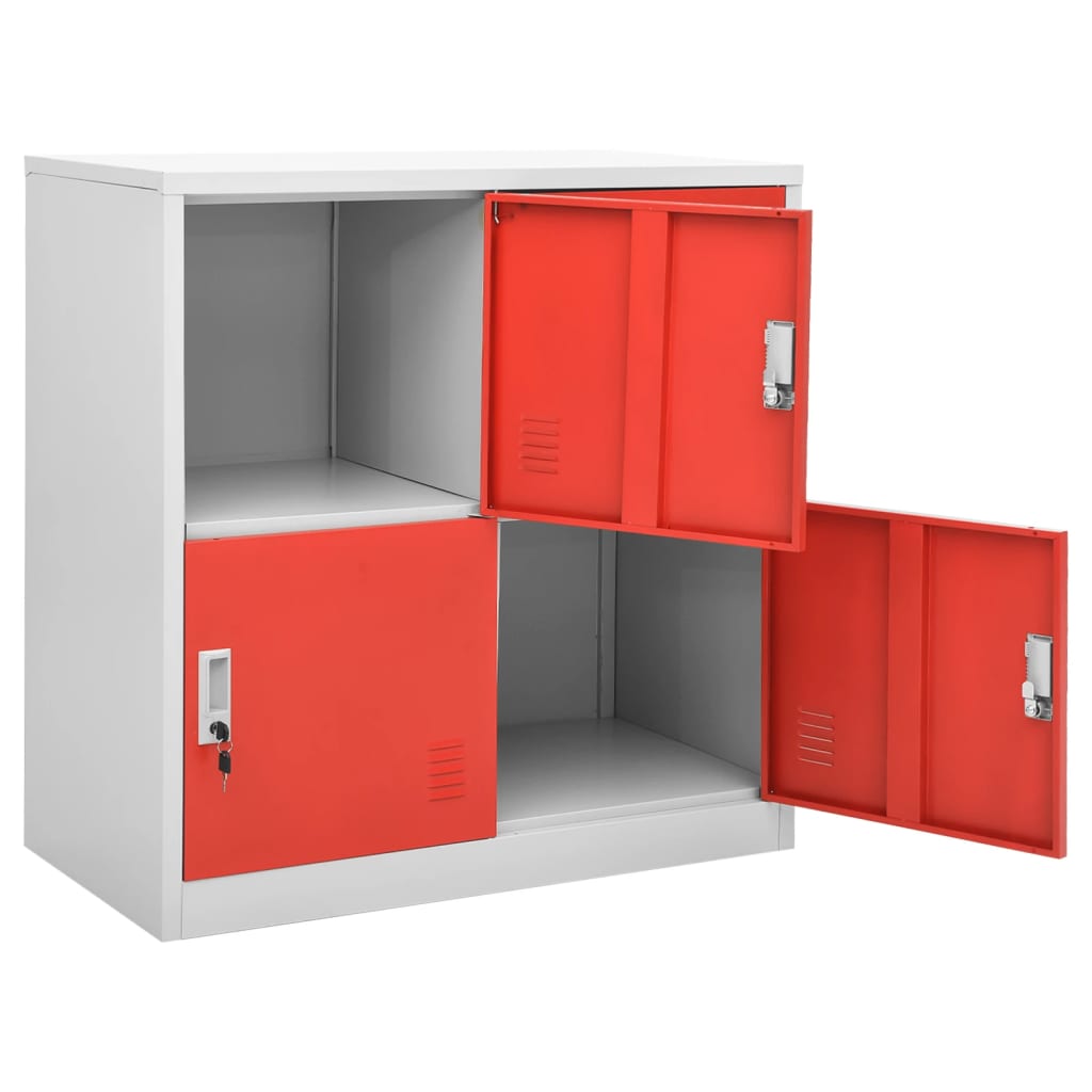 Lockerkasten 5 st 90x45x92,5 cm staal lichtgrijs en rood