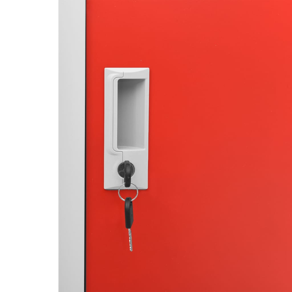 Lockerkasten 5 st 90x45x92,5 cm staal lichtgrijs en rood