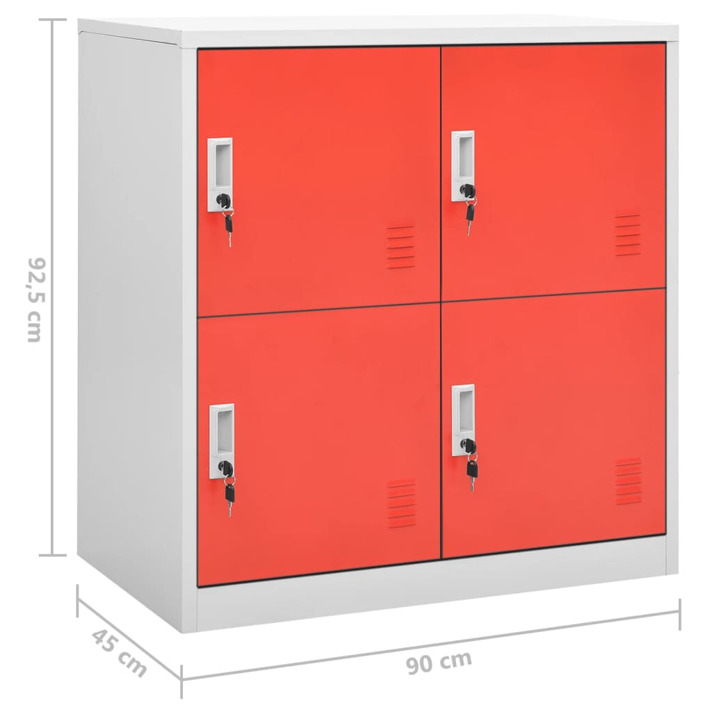 Lockerkasten 5 st 90x45x92,5 cm staal lichtgrijs en rood