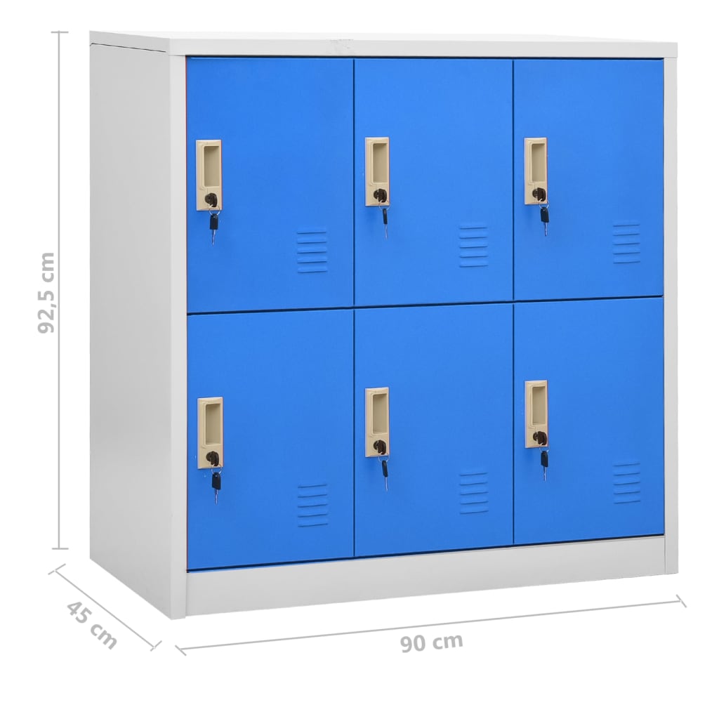 Lockerkasten 5 st 90x45x92,5 cm staal lichtgrijs en blauw