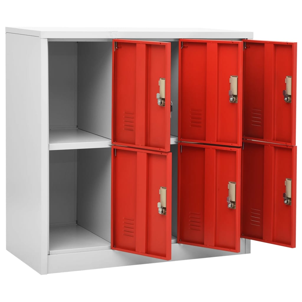 Lockerkasten 5 st 90x45x92,5 cm staal lichtgrijs en rood