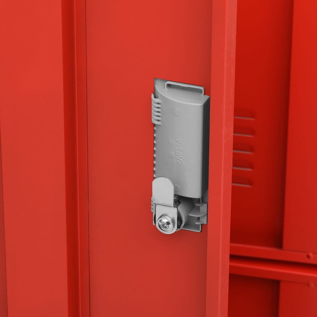 Lockerkasten 5 st 90x45x92,5 cm staal lichtgrijs en rood