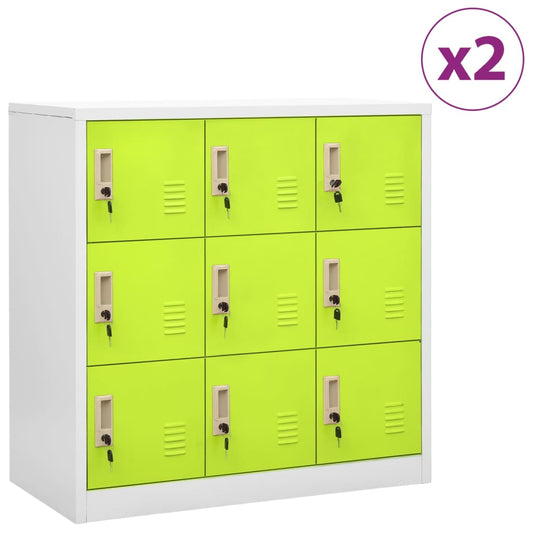 Lockerkasten 2 st 90x45x92,5 cm staal lichtgrijs en groen