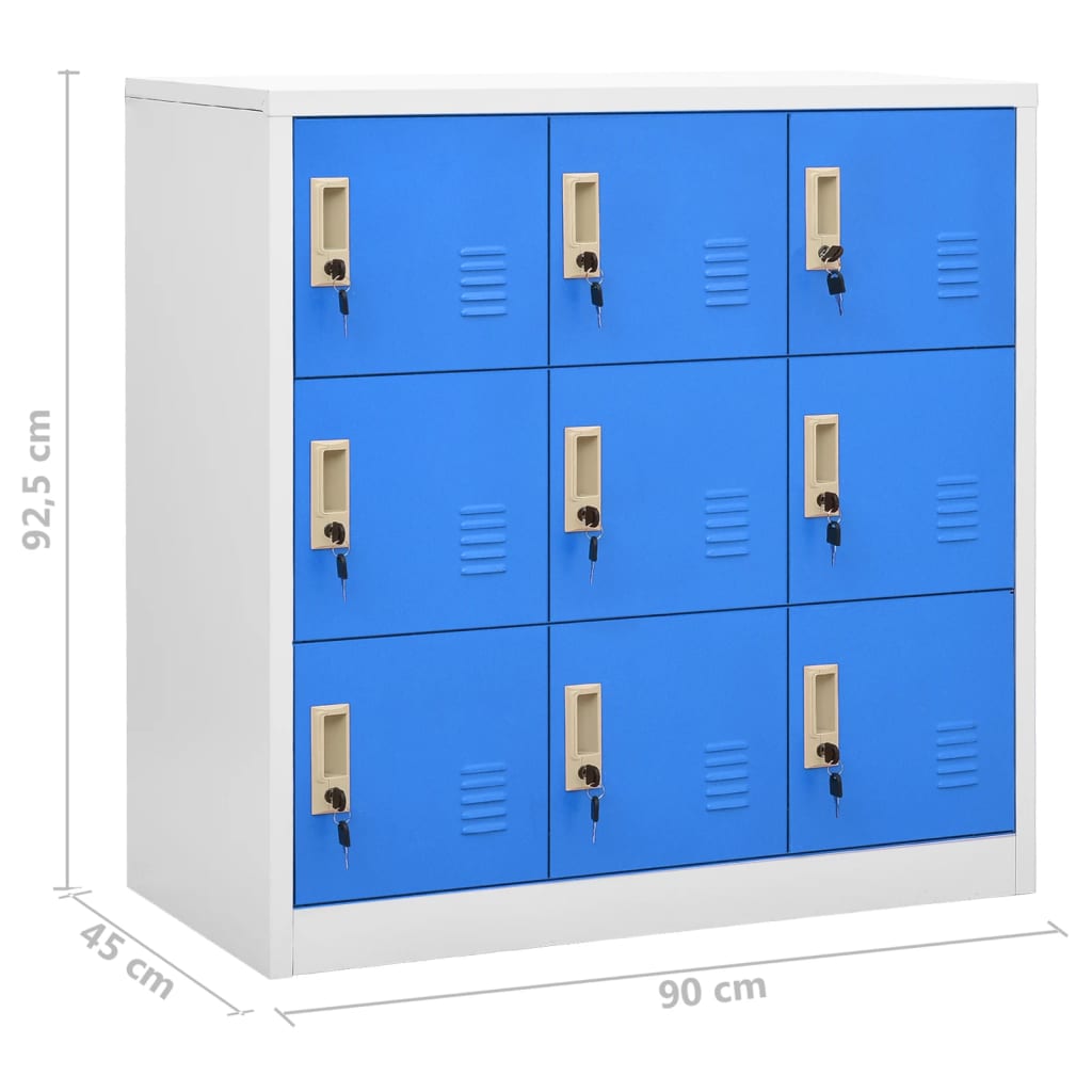 Lockerkasten 5 st 90x45x92,5 cm staal lichtgrijs en blauw