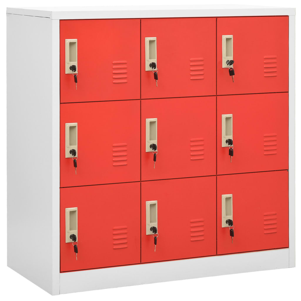 Lockerkasten 5 st 90x45x92,5 cm staal lichtgrijs en rood